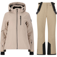 Whistler Drizzle skijakke/skibukser regnsæt, dame, beige
