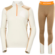 Helly Hansen Lifa Merino Midweight 1/2 Zip Sæt, dame, hvid/brun