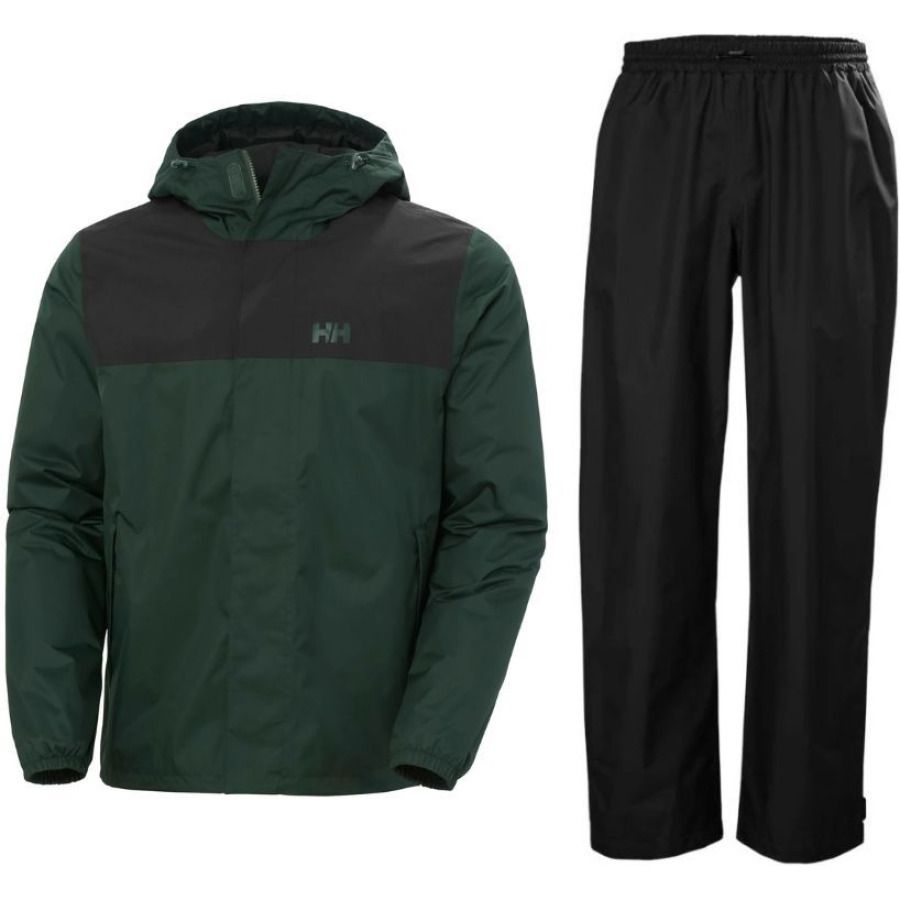 Helly Hansen Vancouver Regnklær, herre, grønn/svart