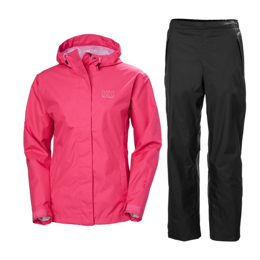 Helly Hansen Seven J Regnställ, dam, pink/sort