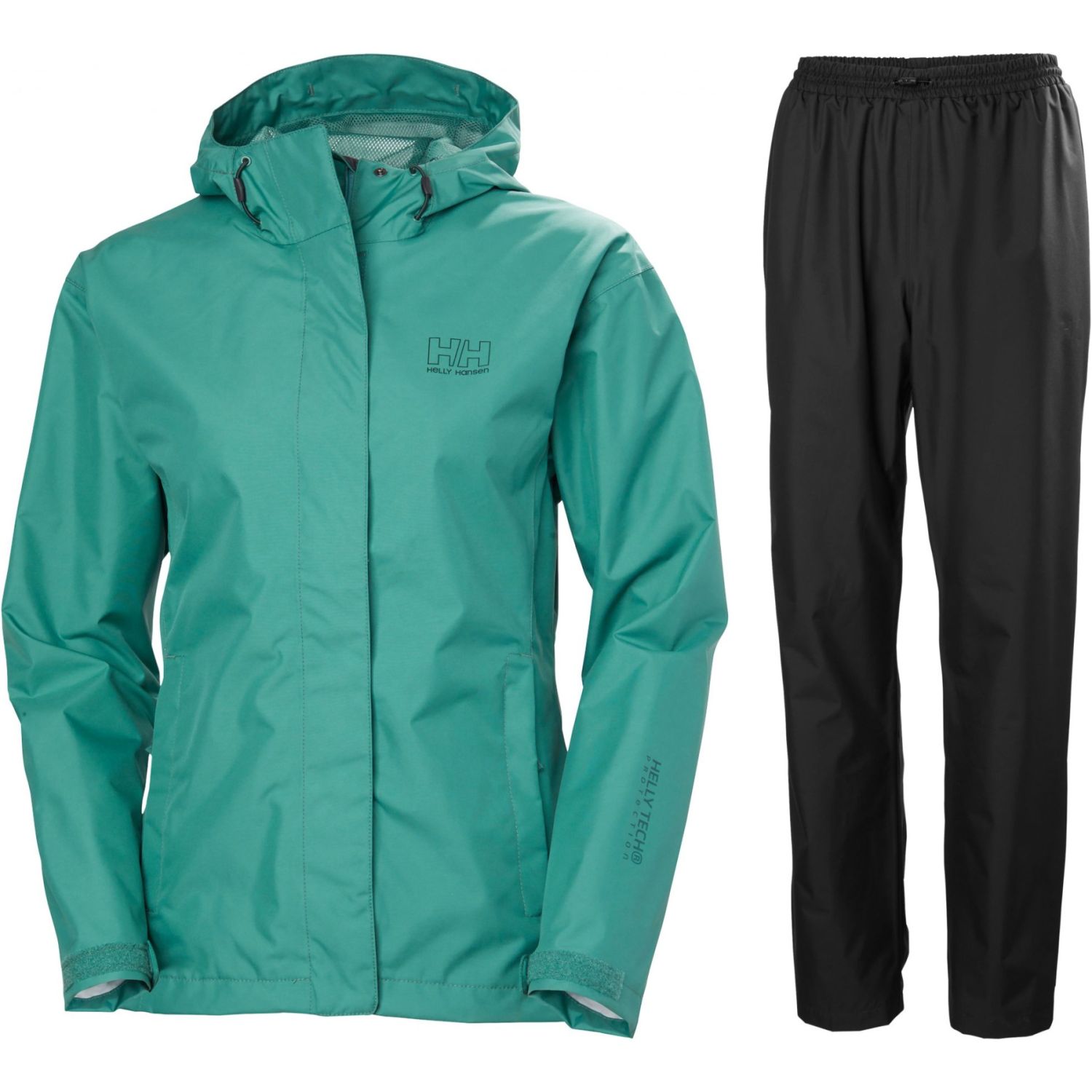 Helly Hansen Seven J Regnklær, dame, grønn/svart