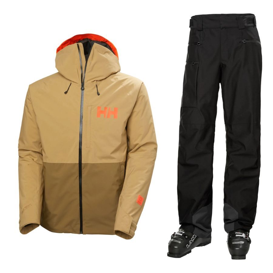 Helly Hansen Powderface Skisæt, herre, beige/sort