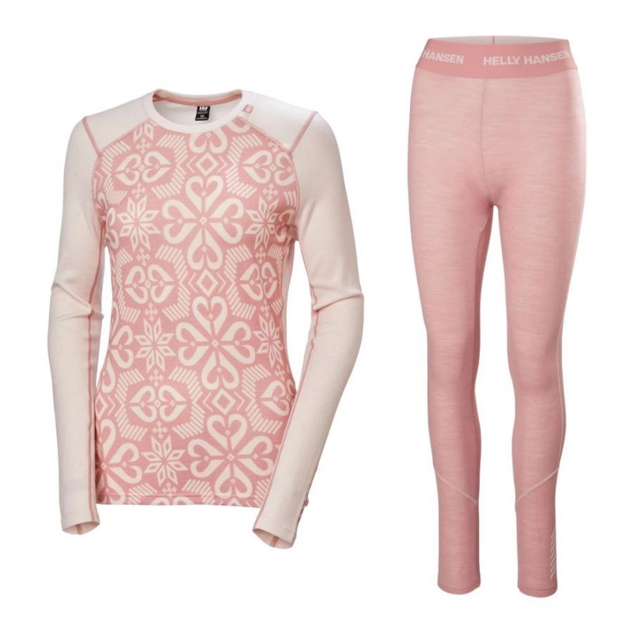 Helly Hansen Lifa Merino Midweight Graphic Crew Sett, dame, lyserød
