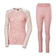 Helly Hansen Lifa Merino Midweight Graphic Crew Sett, dame, lyserød