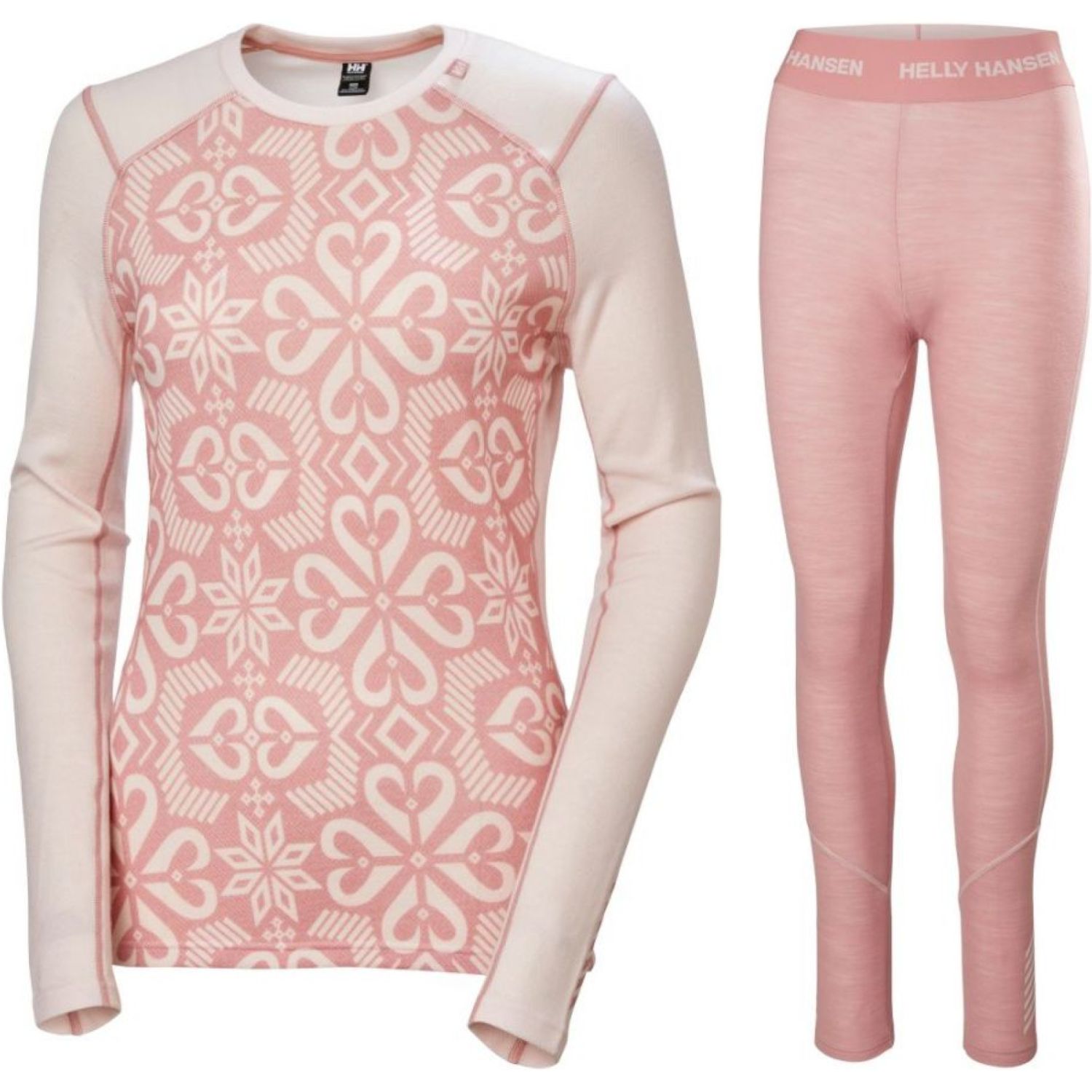 Helly Hansen Lifa Merino Midweight Graphic Crew Set, dam, ljusrosa