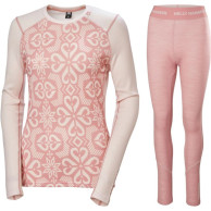 Helly Hansen Lifa Merino Midweight Graphic Crew Set, dam, ljusrosa