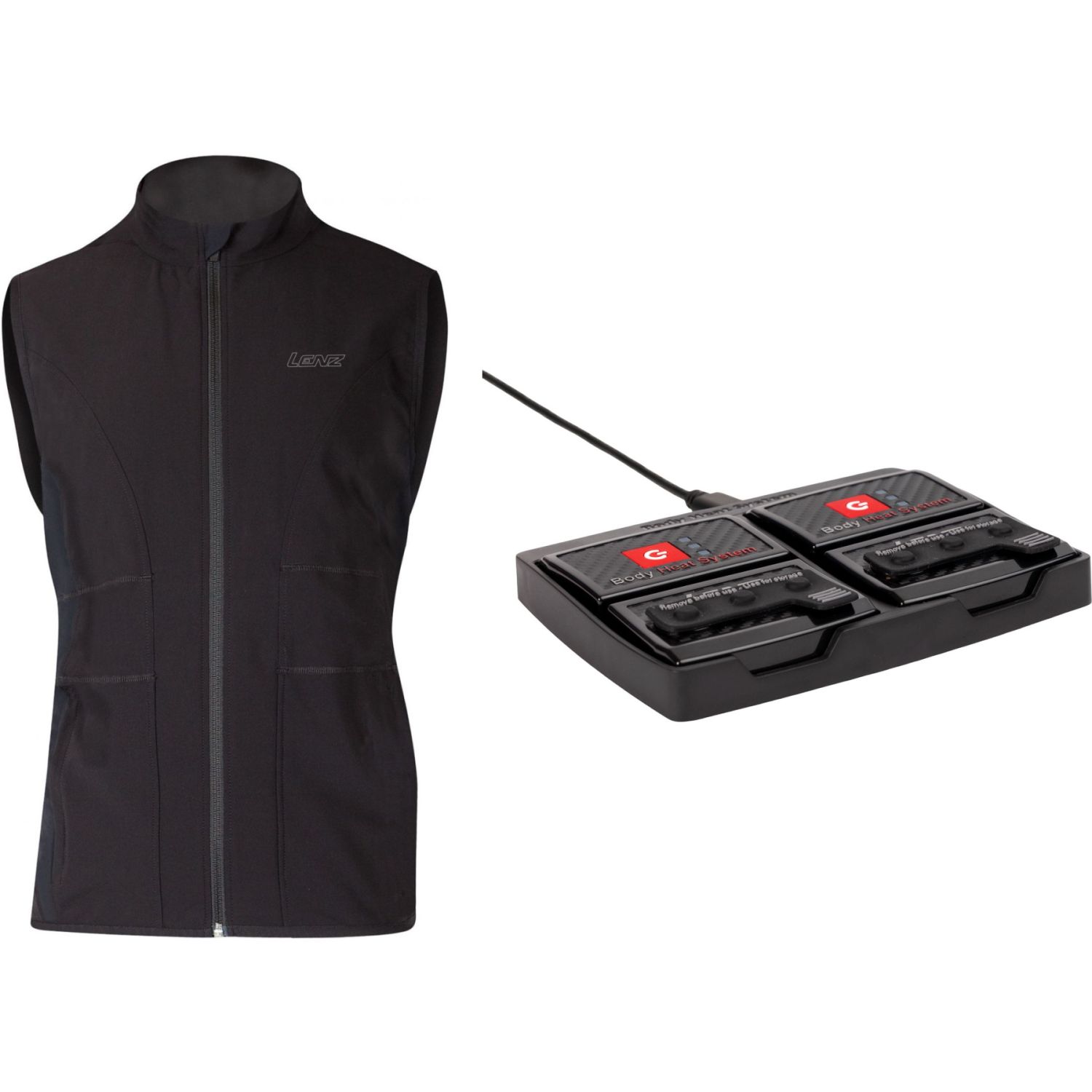 Lenz Heat Vest 1.0 + rcB 1400 batterisæt, dame, sort