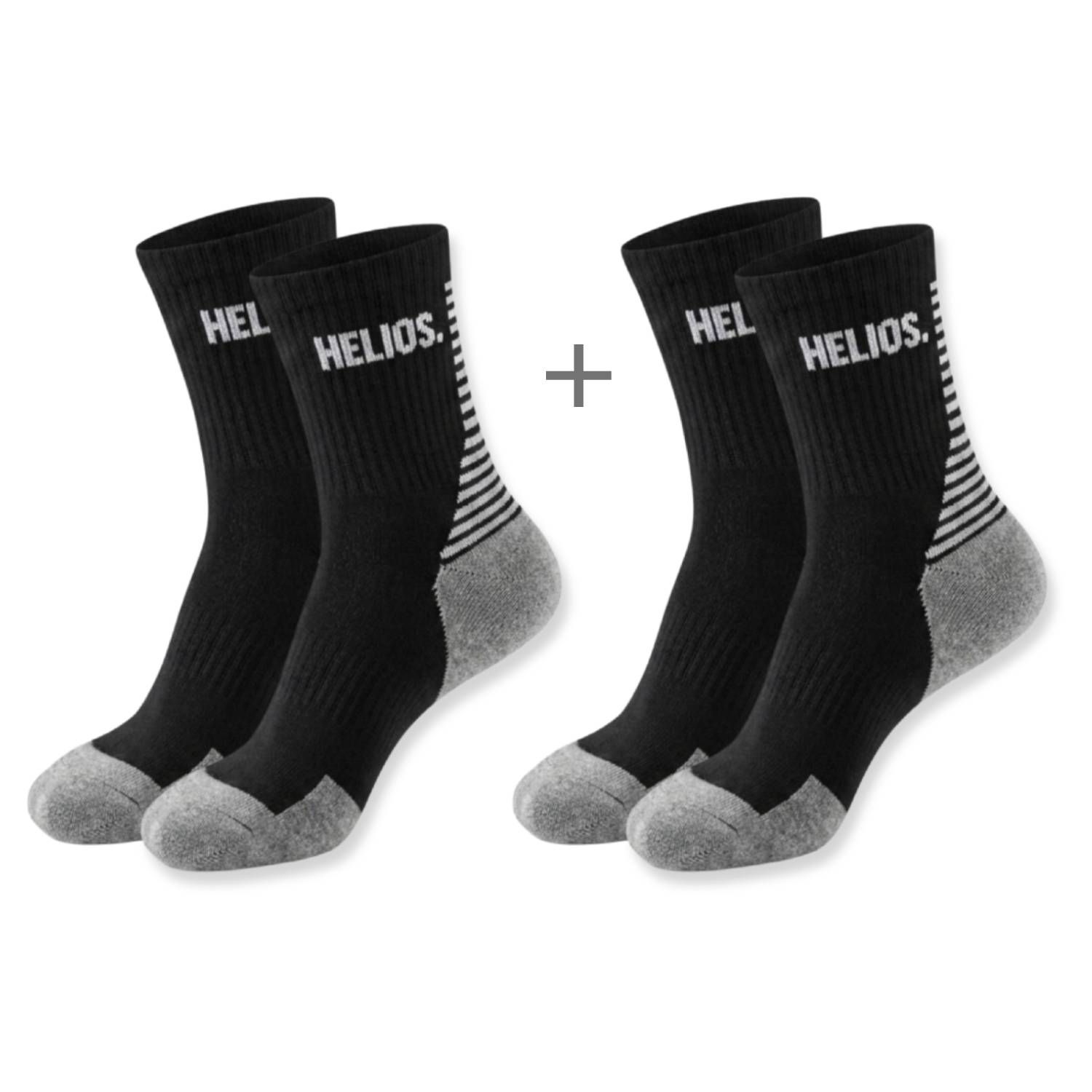 HELIOS Meias de corrida Coolmax, 2 pares, preto