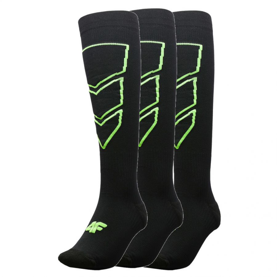 4F calcetines de esquí, 3 pares, hombres, negro