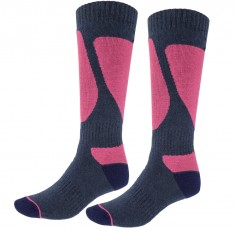 4F Womens Ski Socks, 2 pair, blue/violet