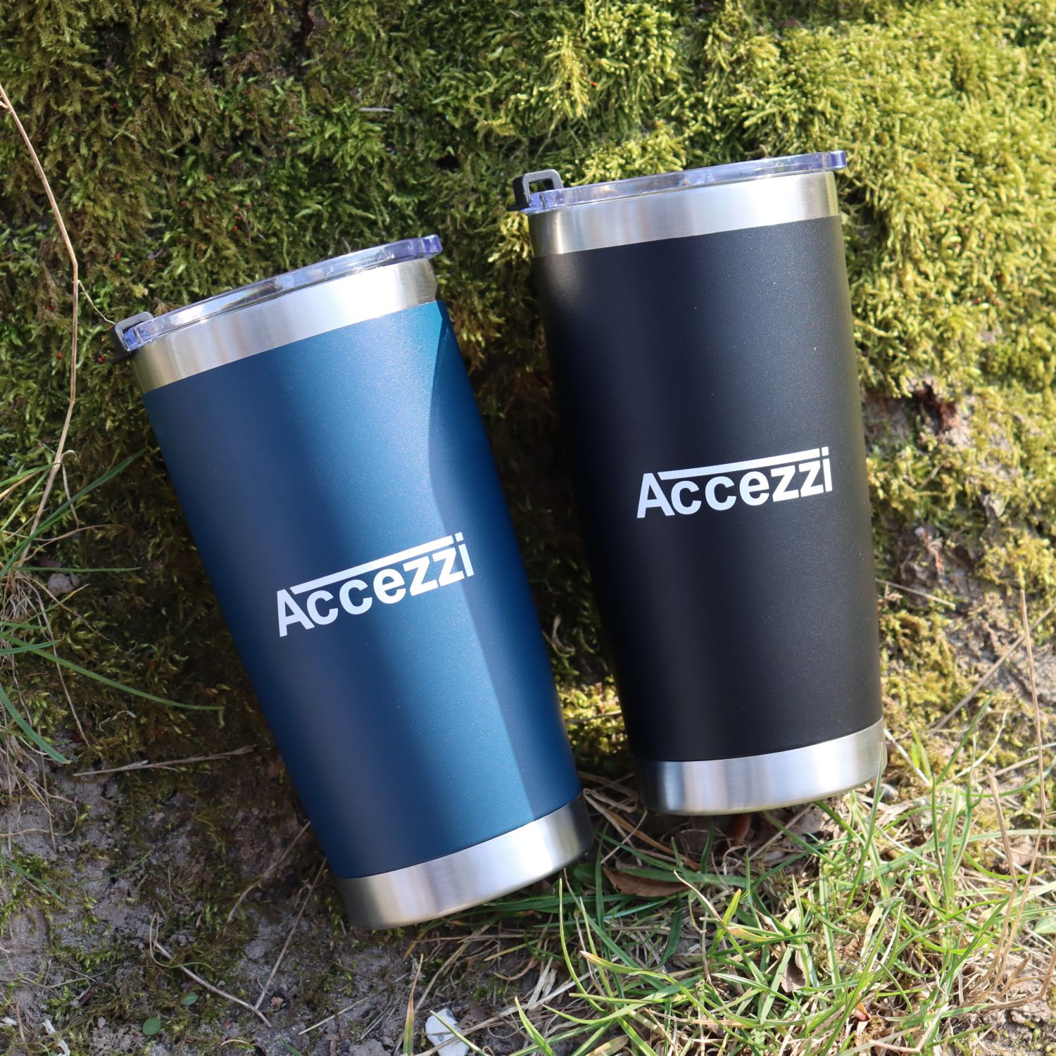 Accezzi 20oz stainless steel tumbler, navy blue