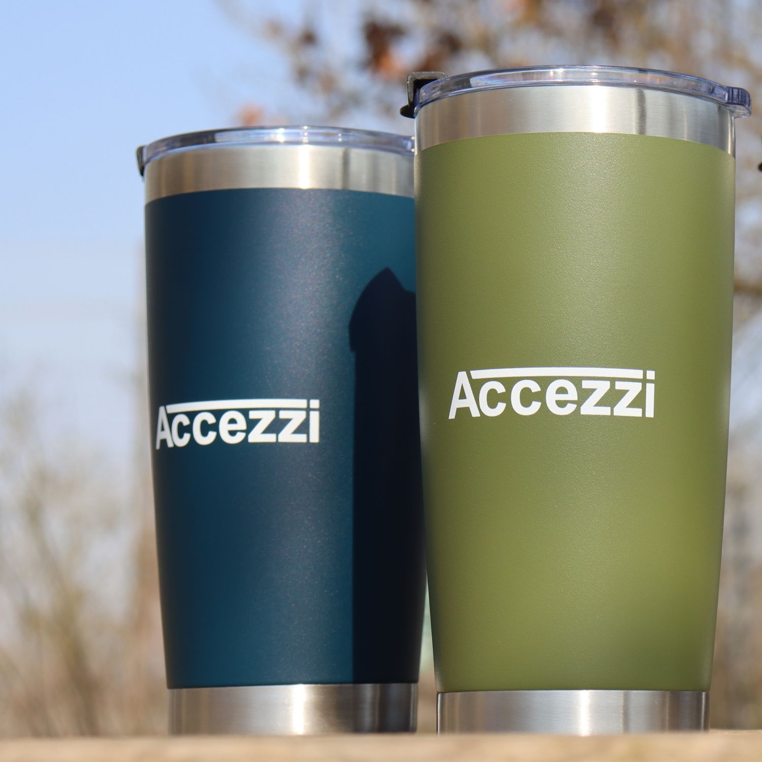 Accezzi 20oz stainless steel tumbler, navy blue