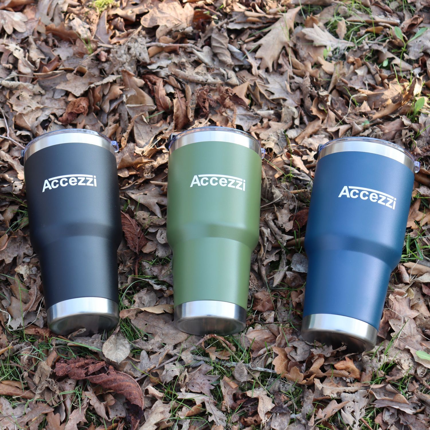 Accezzi 30oz stainless steel tumbler, navy blue