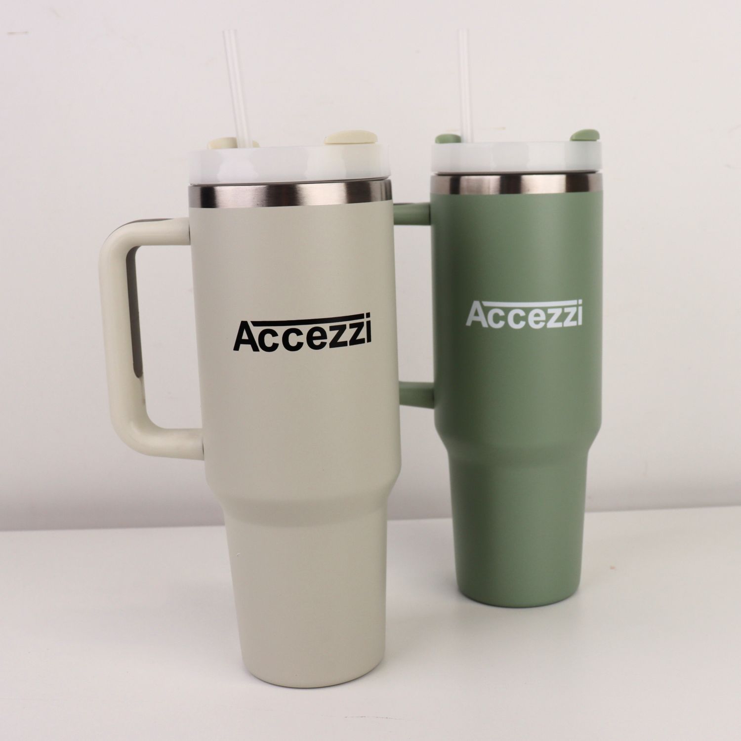 Accezzi 40oz stainless steel tumbler, bay leaf