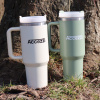 Accezzi 40oz stainless steel tumbler, bay leaf