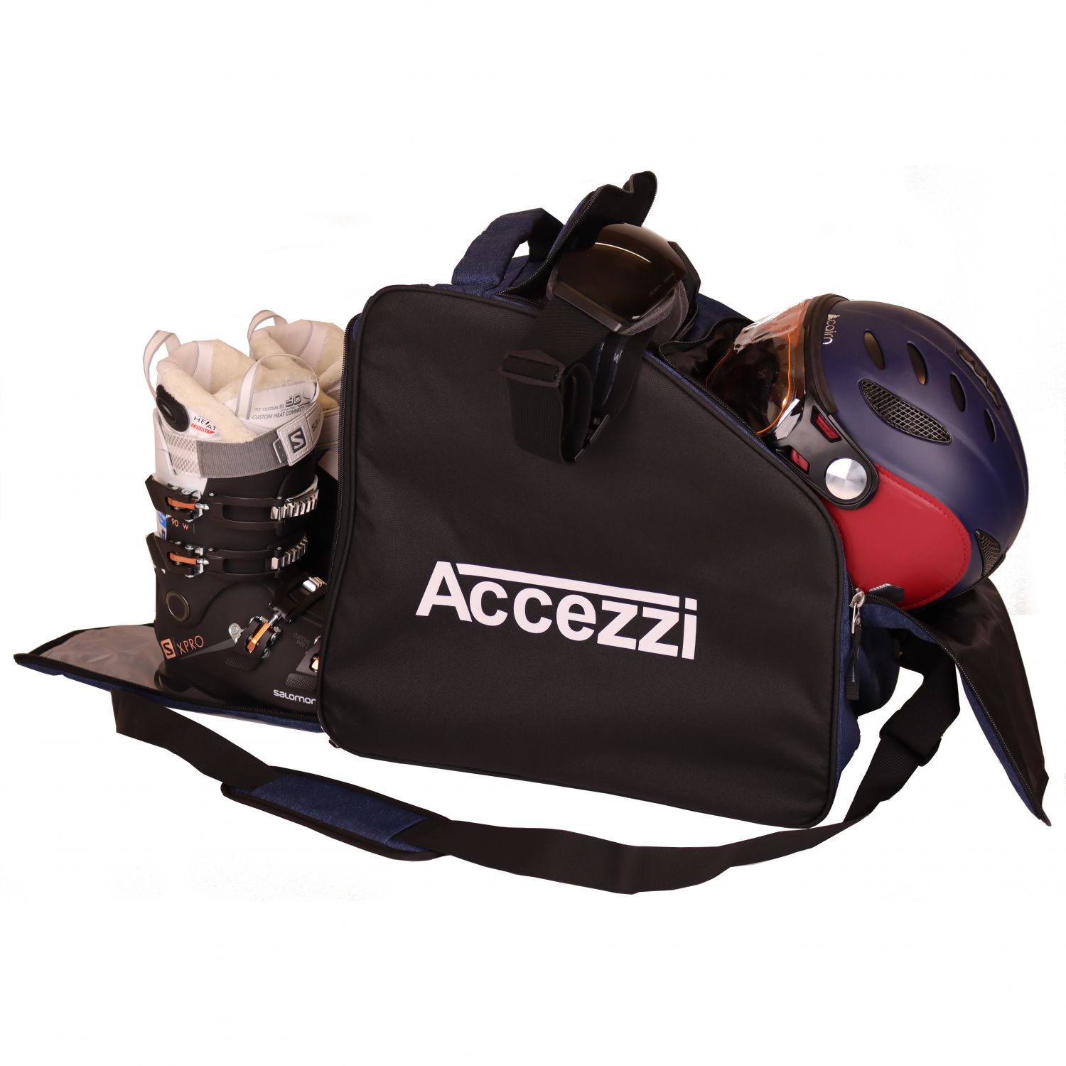 Accezzi Arosa, sac à chaussures et casque, noir