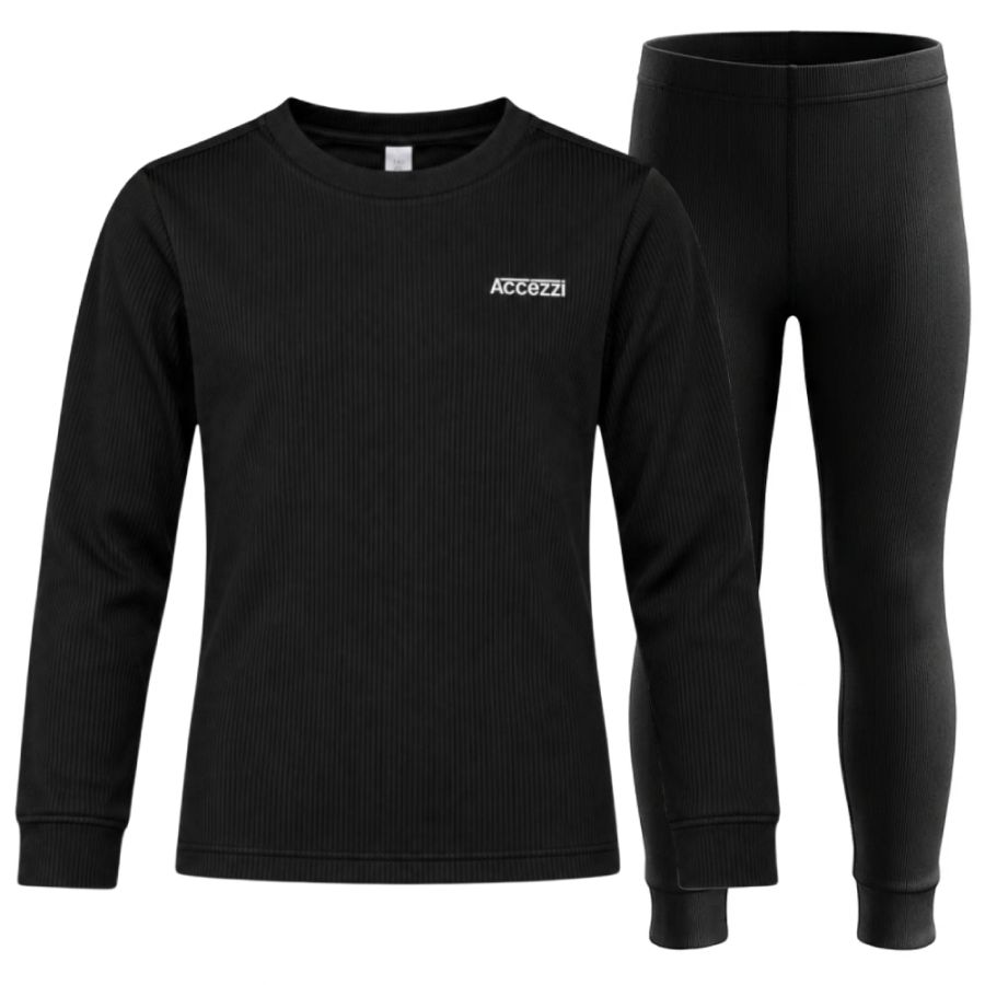 Accezzi Baselayer, intimo termico da sci, 2 set, junior, nero
