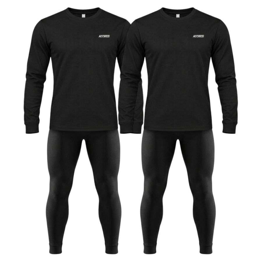 Accezzi Baselayer, ski underwear, 2-pack, men, black