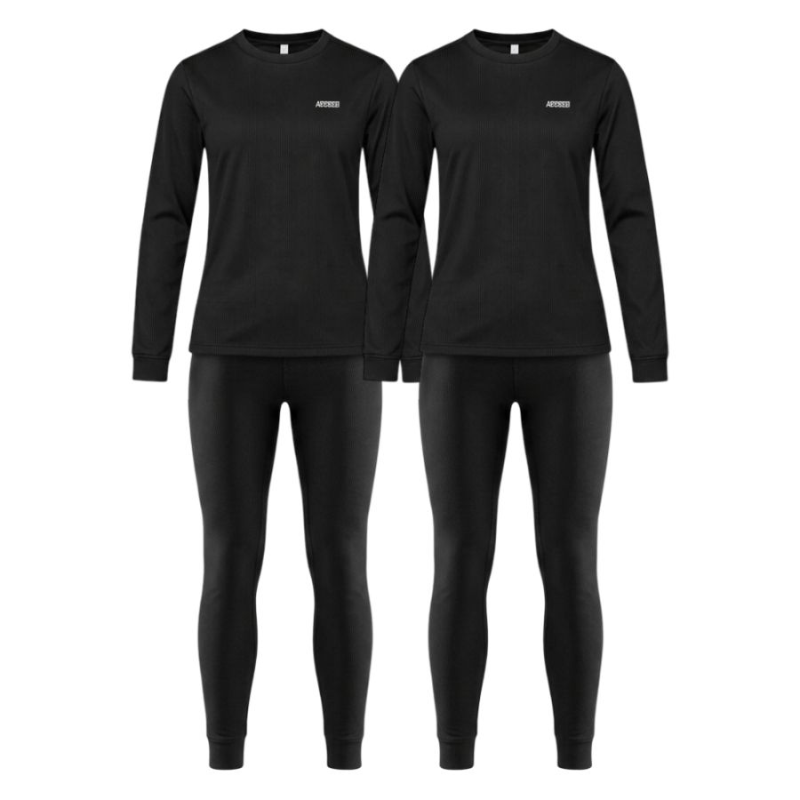Accezzi Baselayer, skiundertøj, 2 sæt, dame, sort