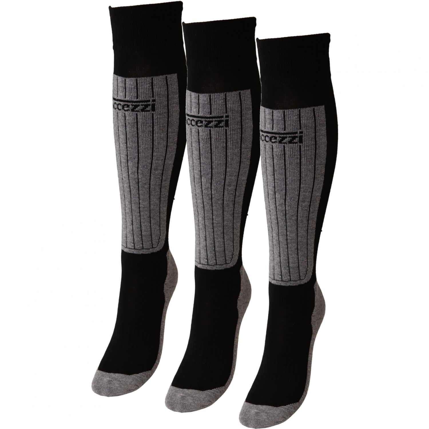 Accezzi Coolmax, chaussettes de ski, 3 paires, noir