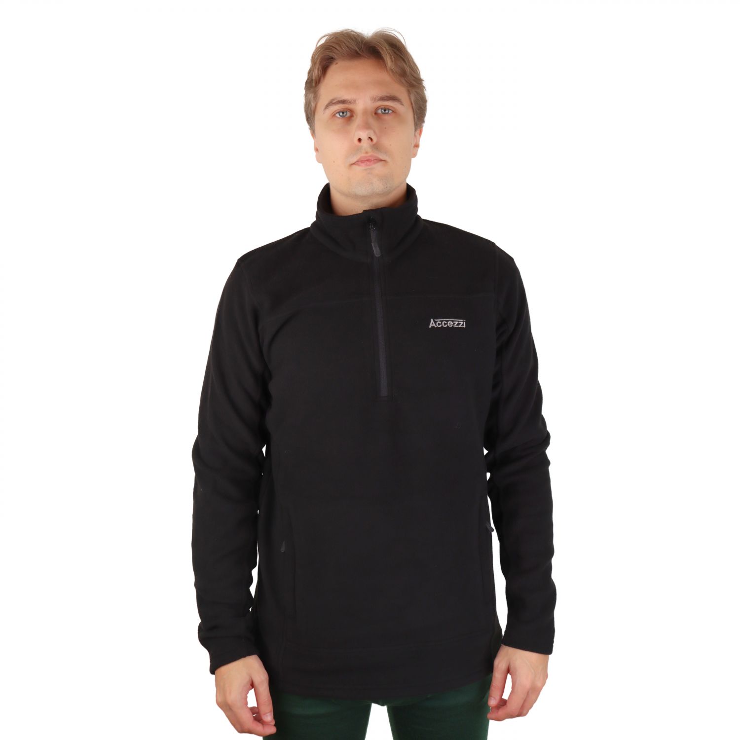 Accezzi fleece trui, heren, zwart