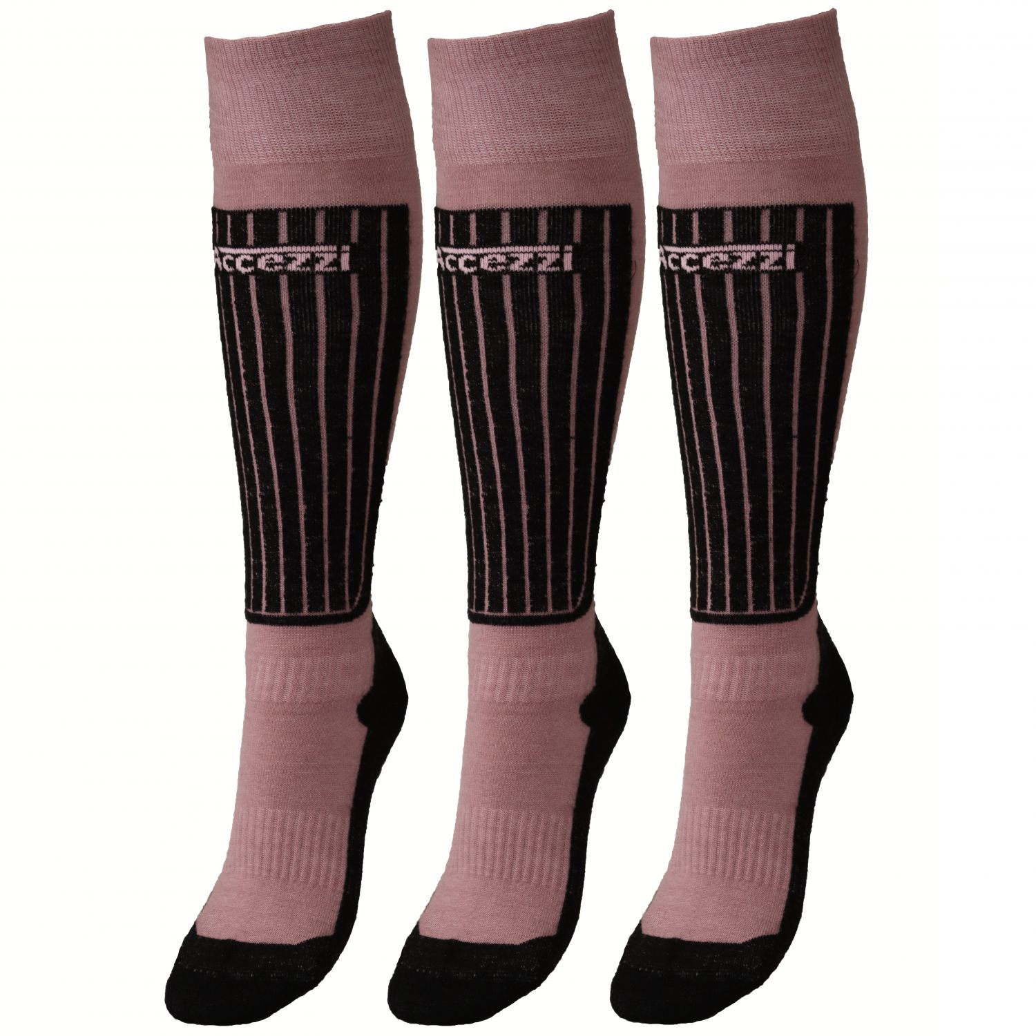 Accezzi Merino 20, chaussettes de ski, femmes, 3 paires, rose