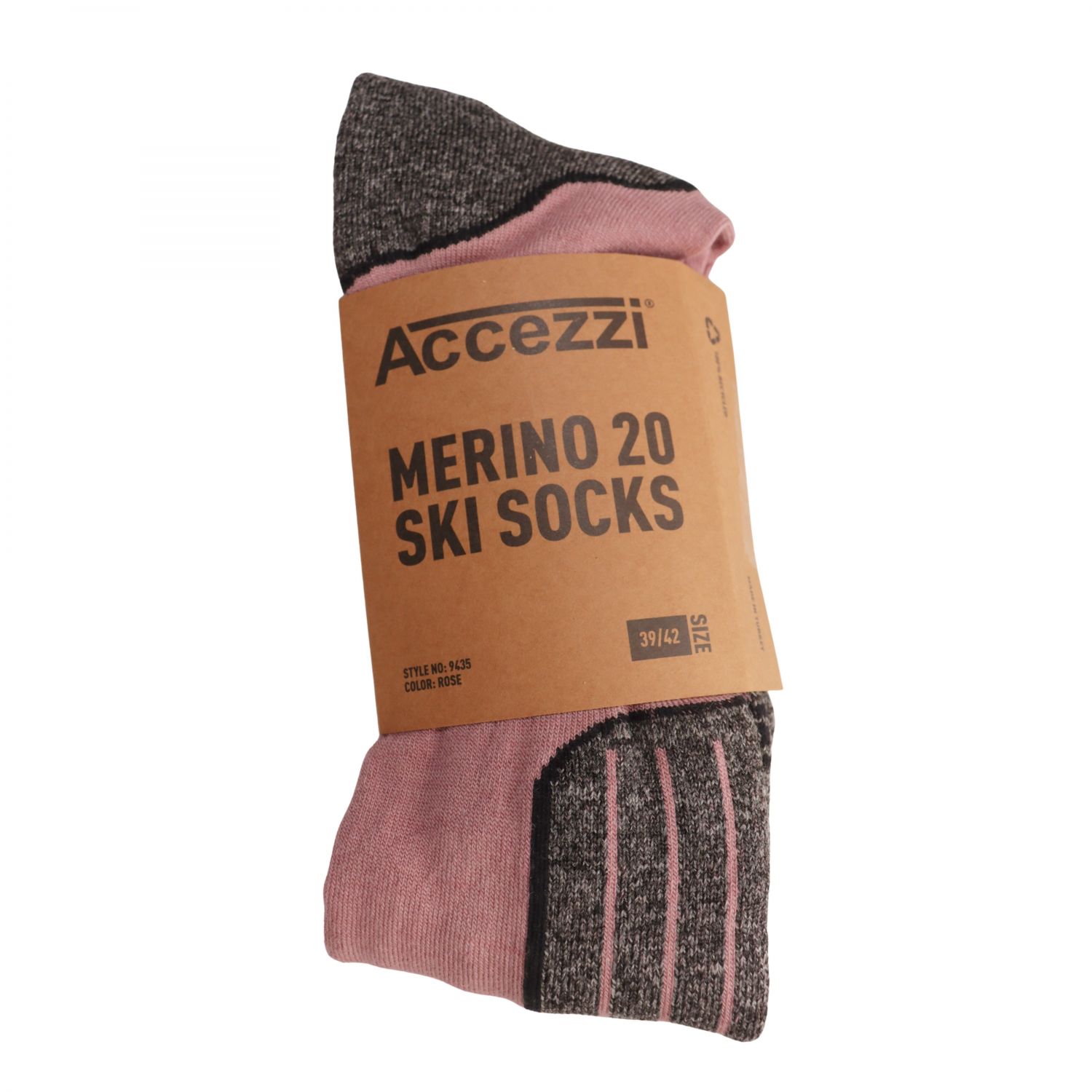 Accezzi Merino 20, chaussettes de ski, femmes, 3 paires, rose