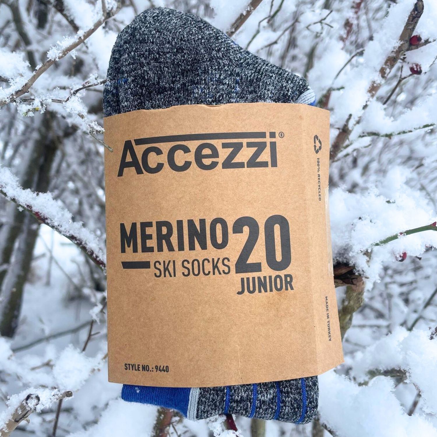 Accezzi Merino 20, chaussettes de ski, junior, bleu