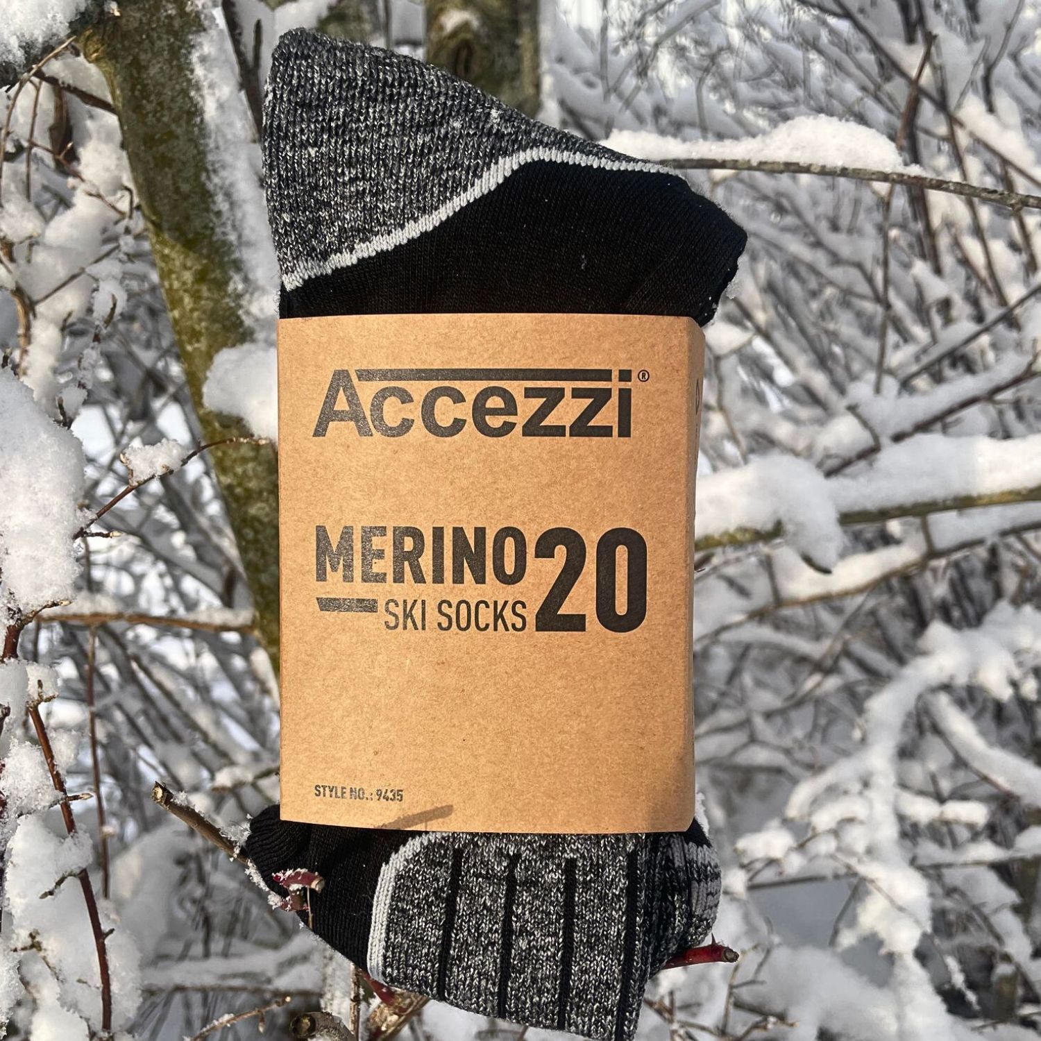 Accezzi Merino 20, chaussettes de ski, noir