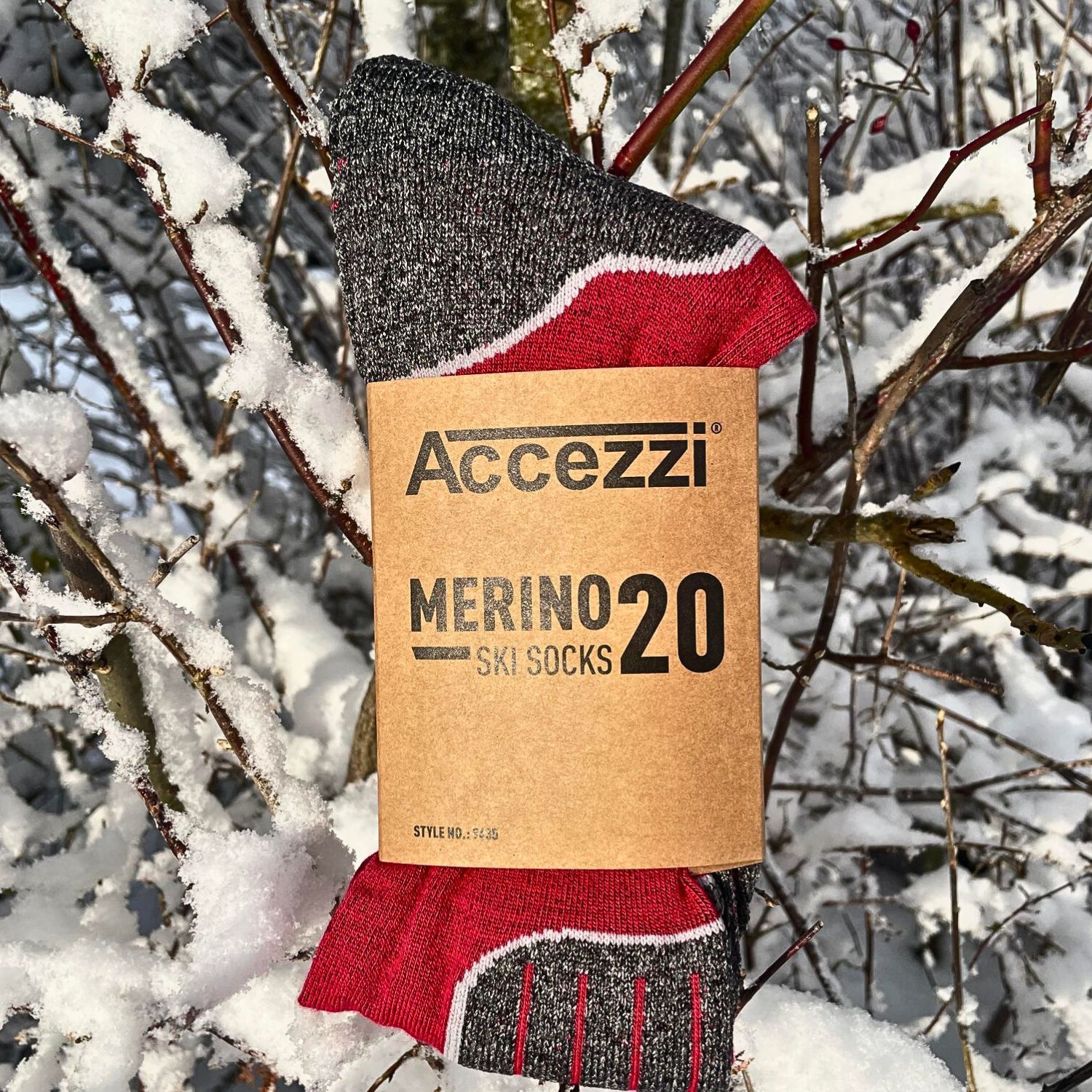 Accezzi Merino 20, skarpety narciarskie, 3 pary, czerwone