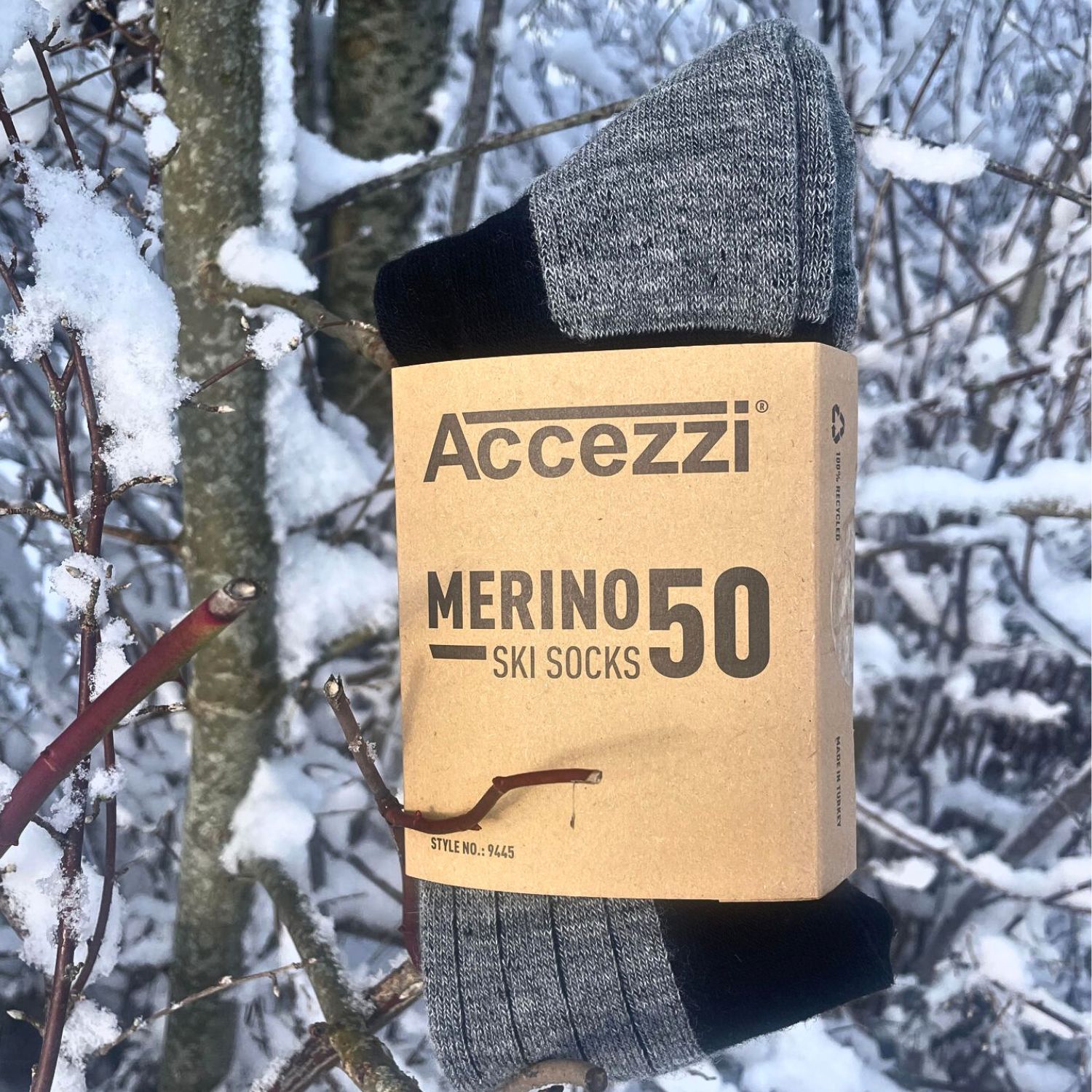 Accezzi Merino 50, chaussettes de ski, noir