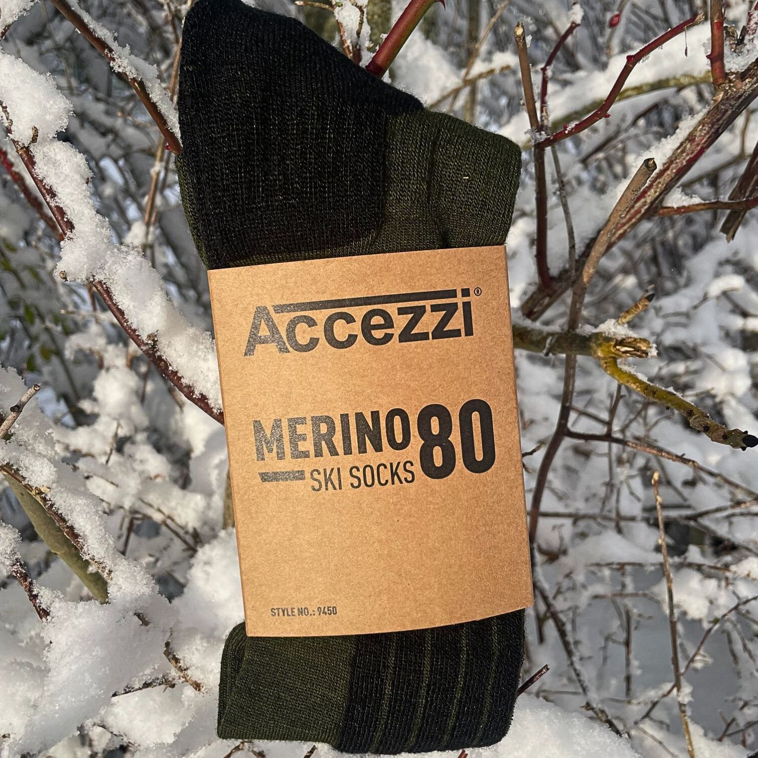 Accezzi Merino 80, calze da sci, 2 paia, verde