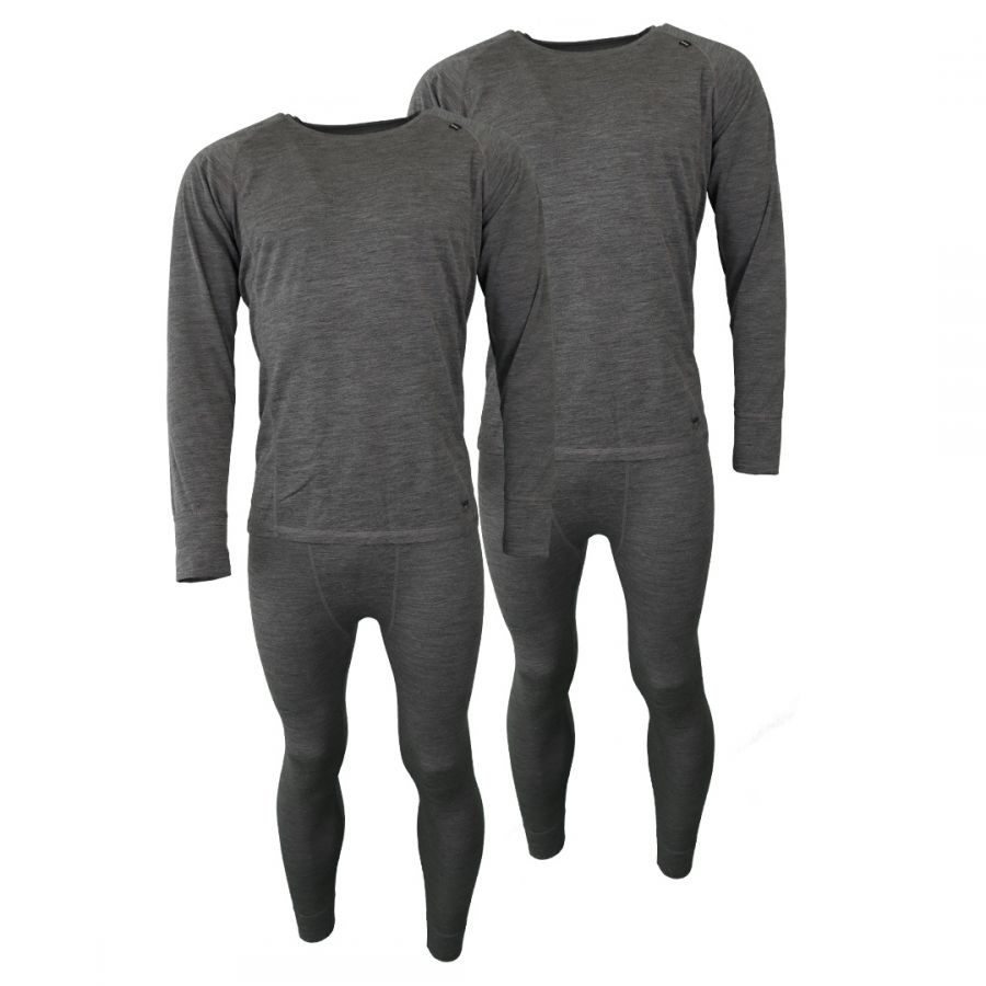 Accezzi Merino, biancheria intima da sci, uomo, grigio, 2 set