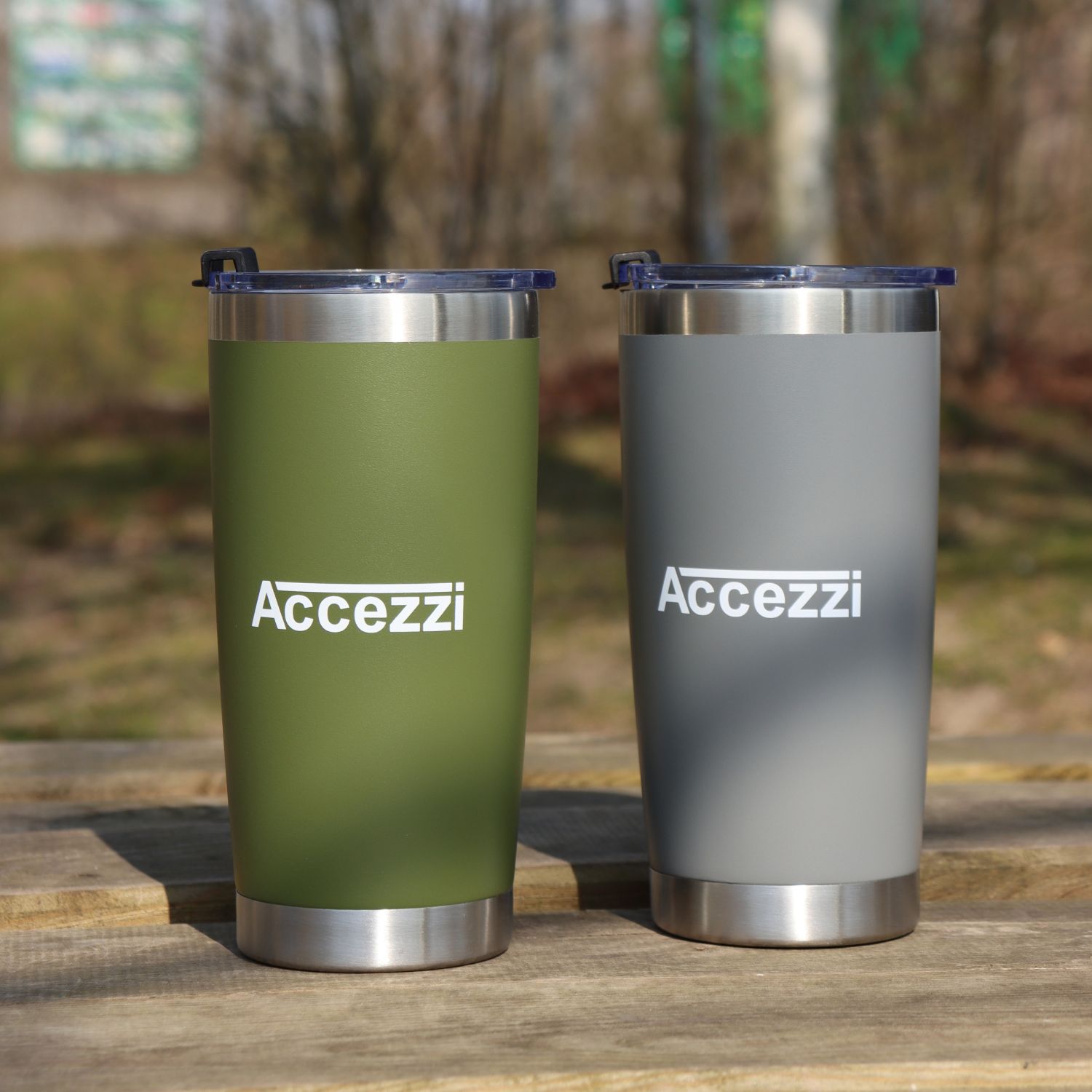 Accezzi 20oz stainless steel tumbler, grey