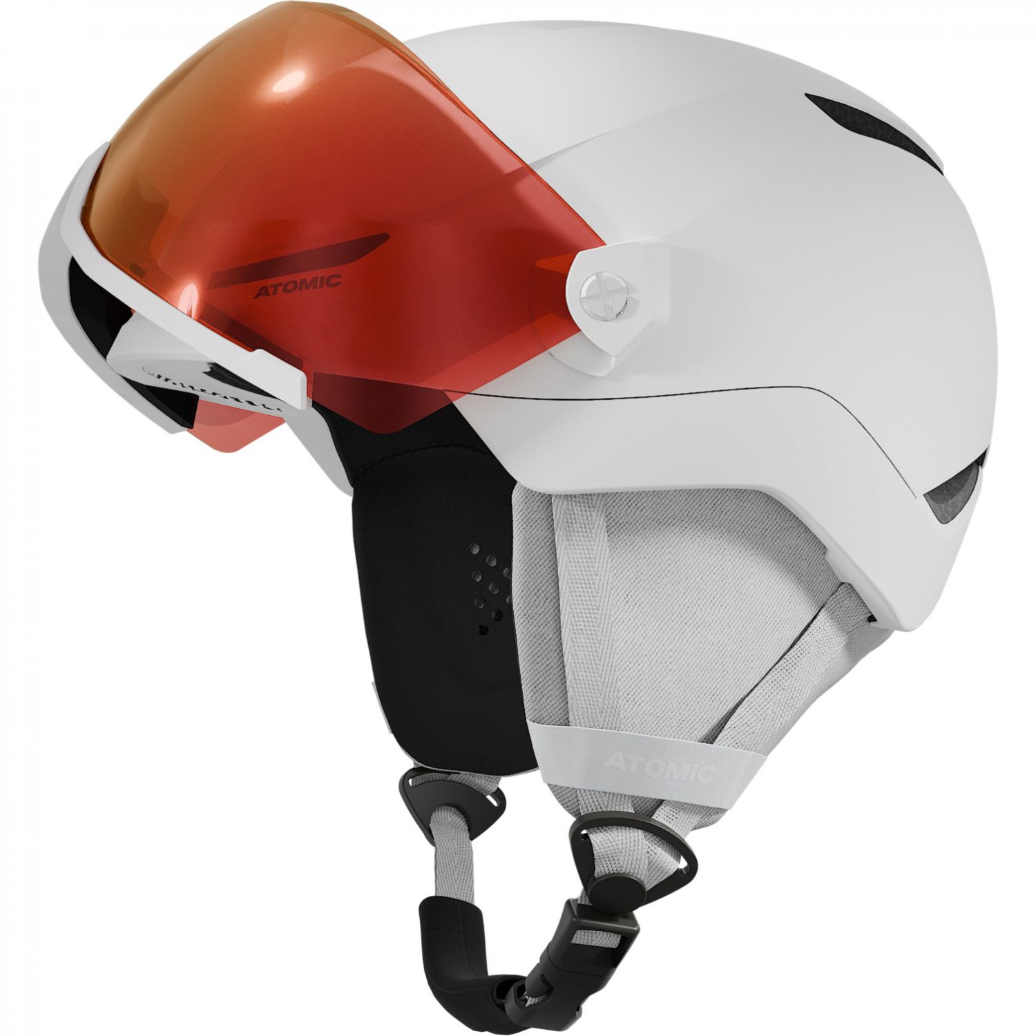 Atomic Revent Visor, capacete de esqui com viseira, júnior, branco