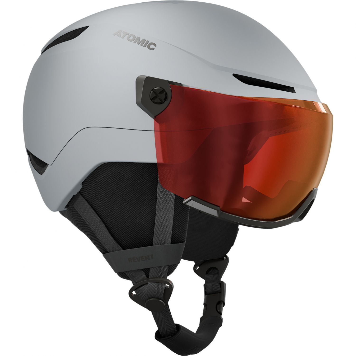 Atomic Revent Visor, capacete de esqui com viseira, júnior, cinza