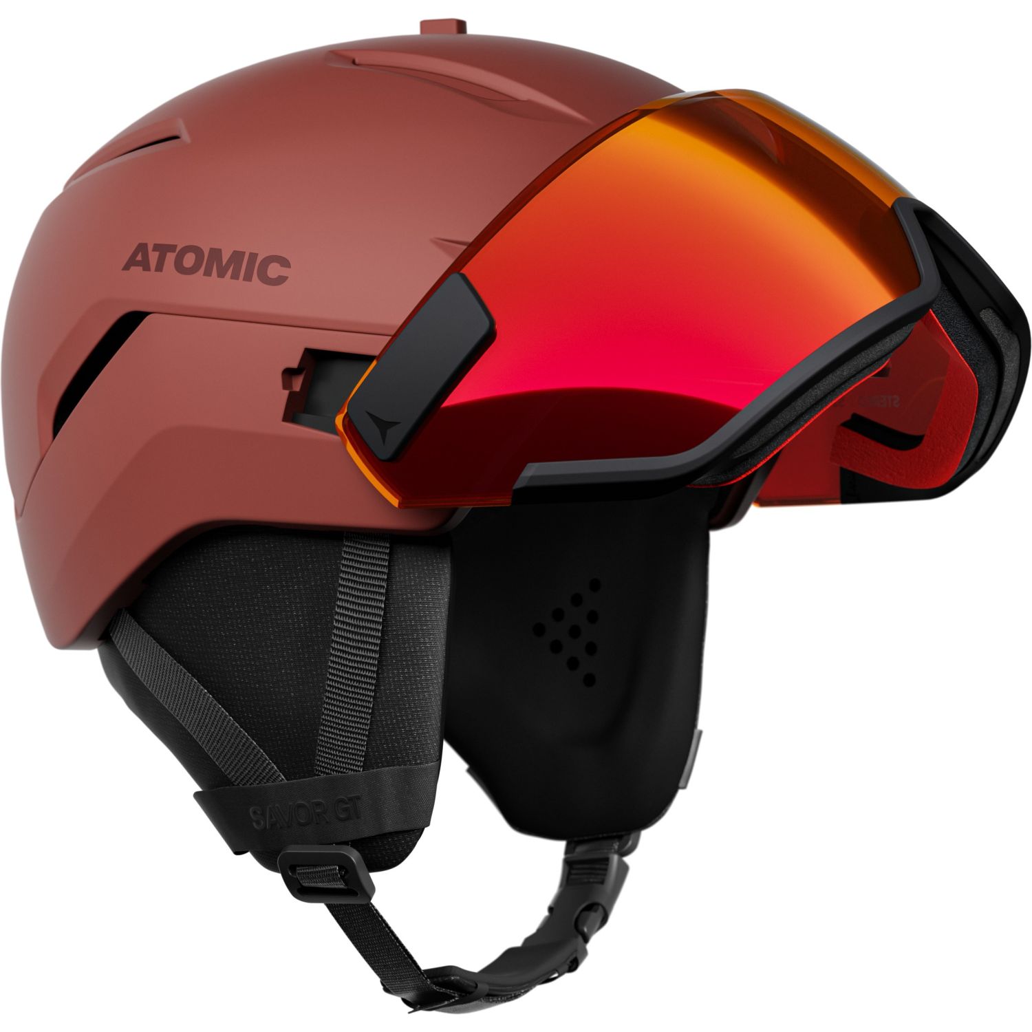 Atomic Savor GT Visor Stereo, Skihjelm Med Visir, Redwod
