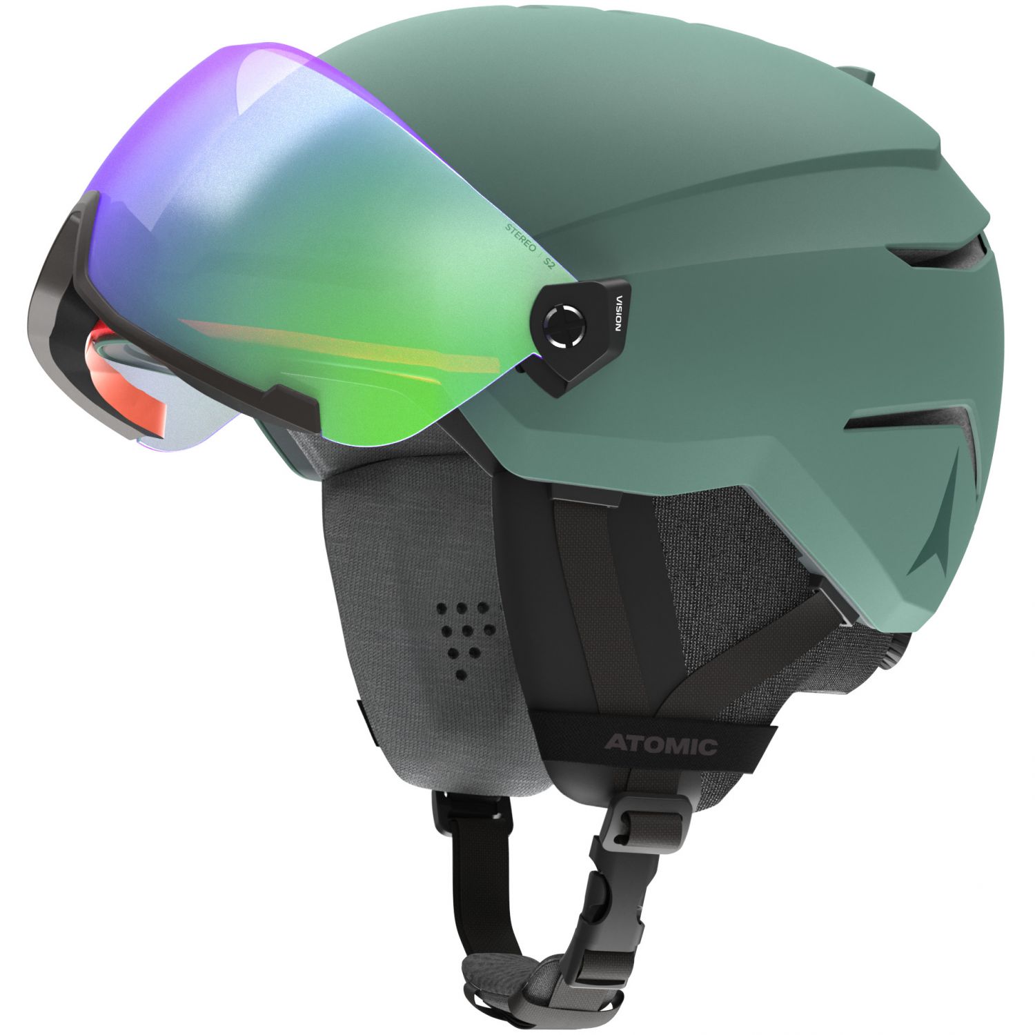 Atomic Savor Visor Stereo, lyžiarska prilba s hľadím, zelená
