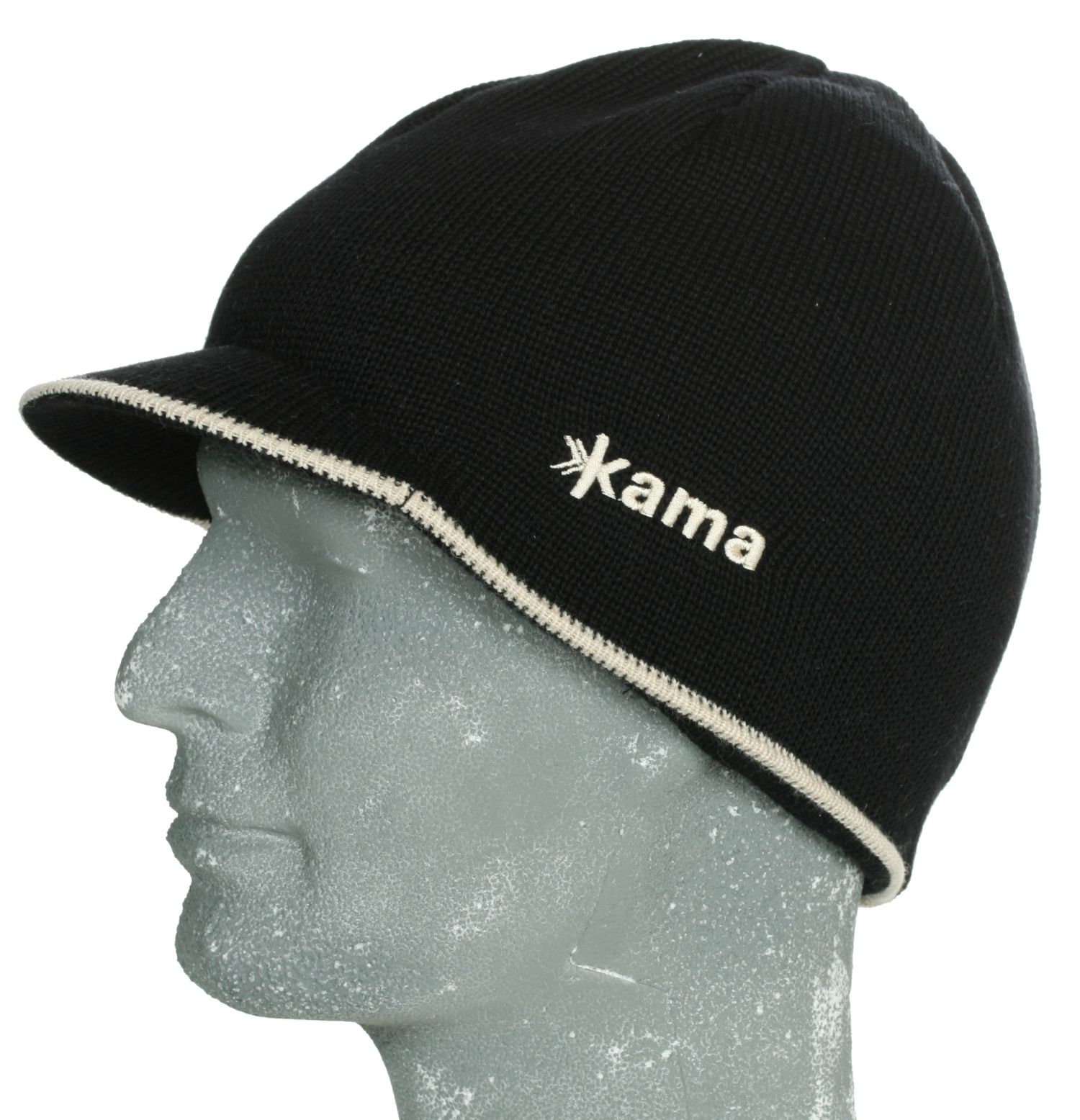 Berretto in maglia Kama con Gore-Tex, con tesa, nero