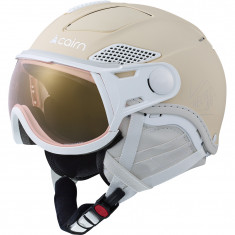 Cairn Helios Leather Evolight NXT, ski helmet with visor, mat cream
