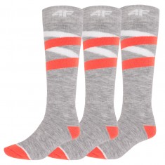 calze da sci 4F, donna, 3 paia, grigio chiaro