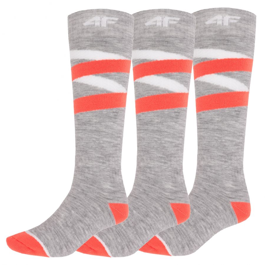calze da sci 4F, donna, 3 paia, grigio chiaro