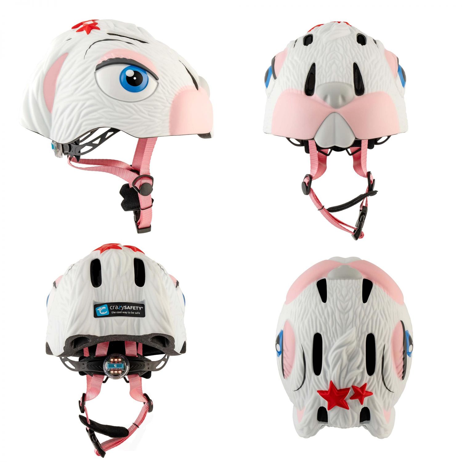 Capacete de bicicleta Crazy Safety Bunny, júnior, branco