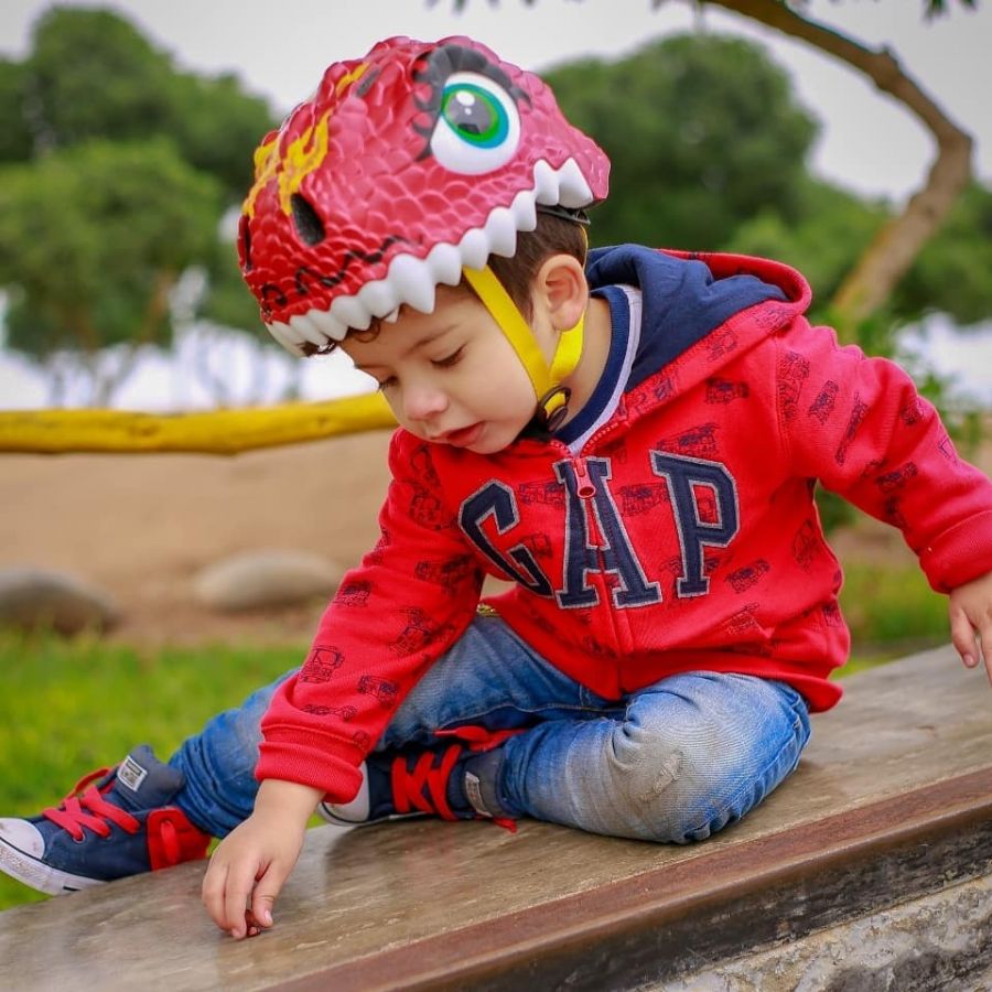 Capacete de bicicleta Crazy Safety Dragon, júnior, vermelho