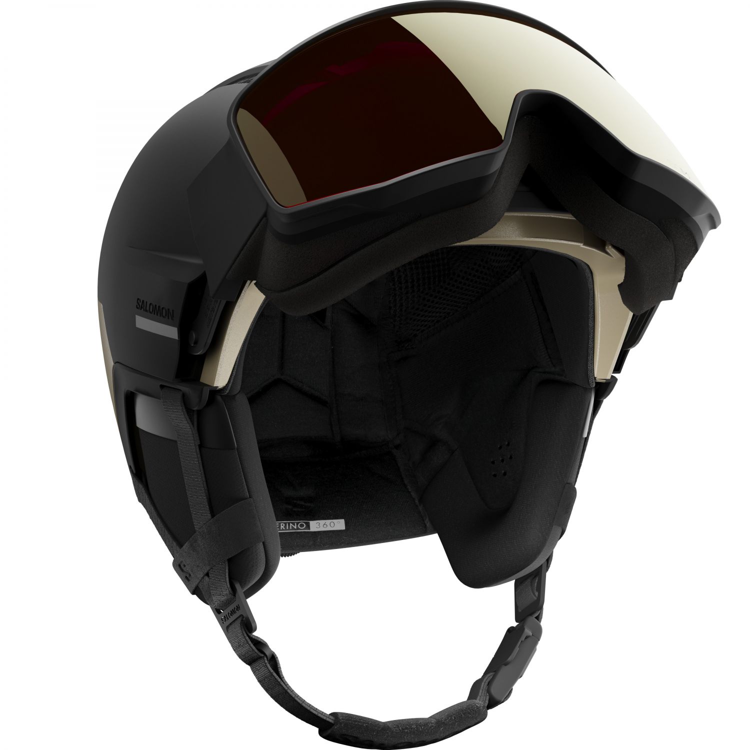 Capacete de esqui Salomon Driver Prime Sigma Plus com viseira, preto/bronze