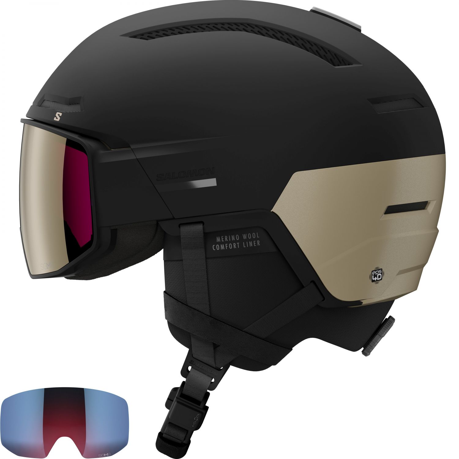 Capacete de esqui Salomon Driver Prime Sigma Plus com viseira, preto/bronze