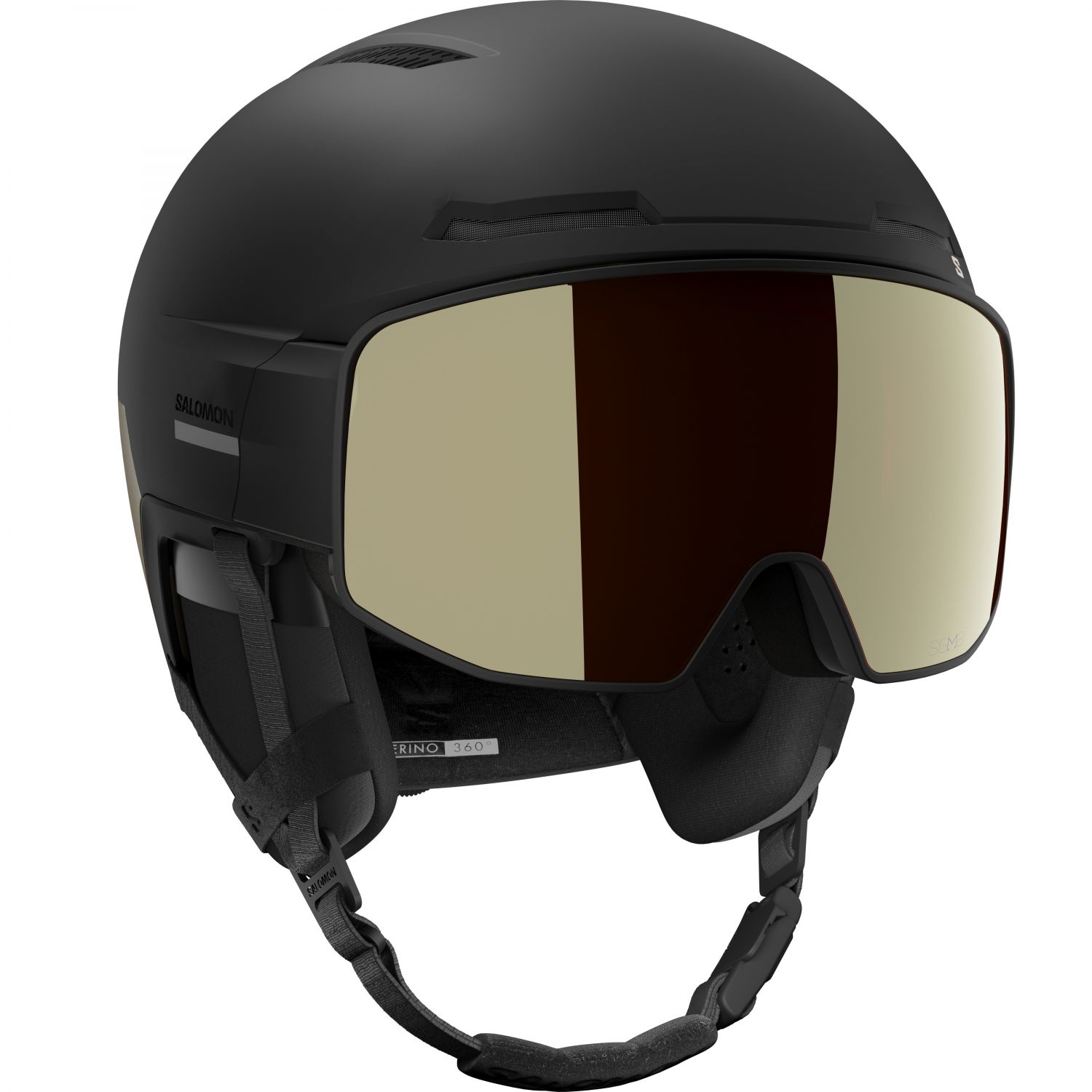 Capacete de esqui Salomon Driver Prime Sigma Plus com viseira, preto/bronze