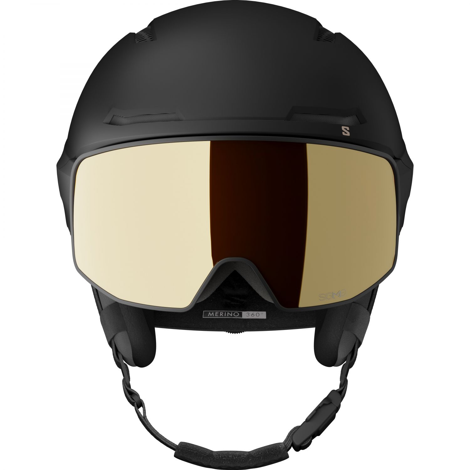 Capacete de esqui Salomon Driver Prime Sigma Plus com viseira, preto/bronze