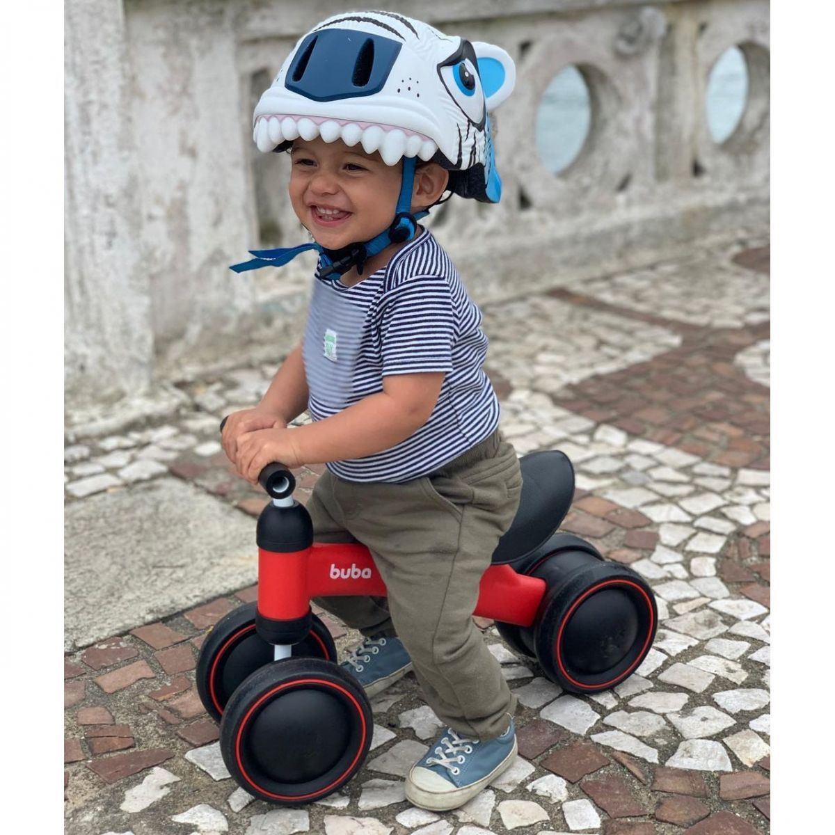 Cască de bicicletă Crazy Safety Tiger, junior, alb