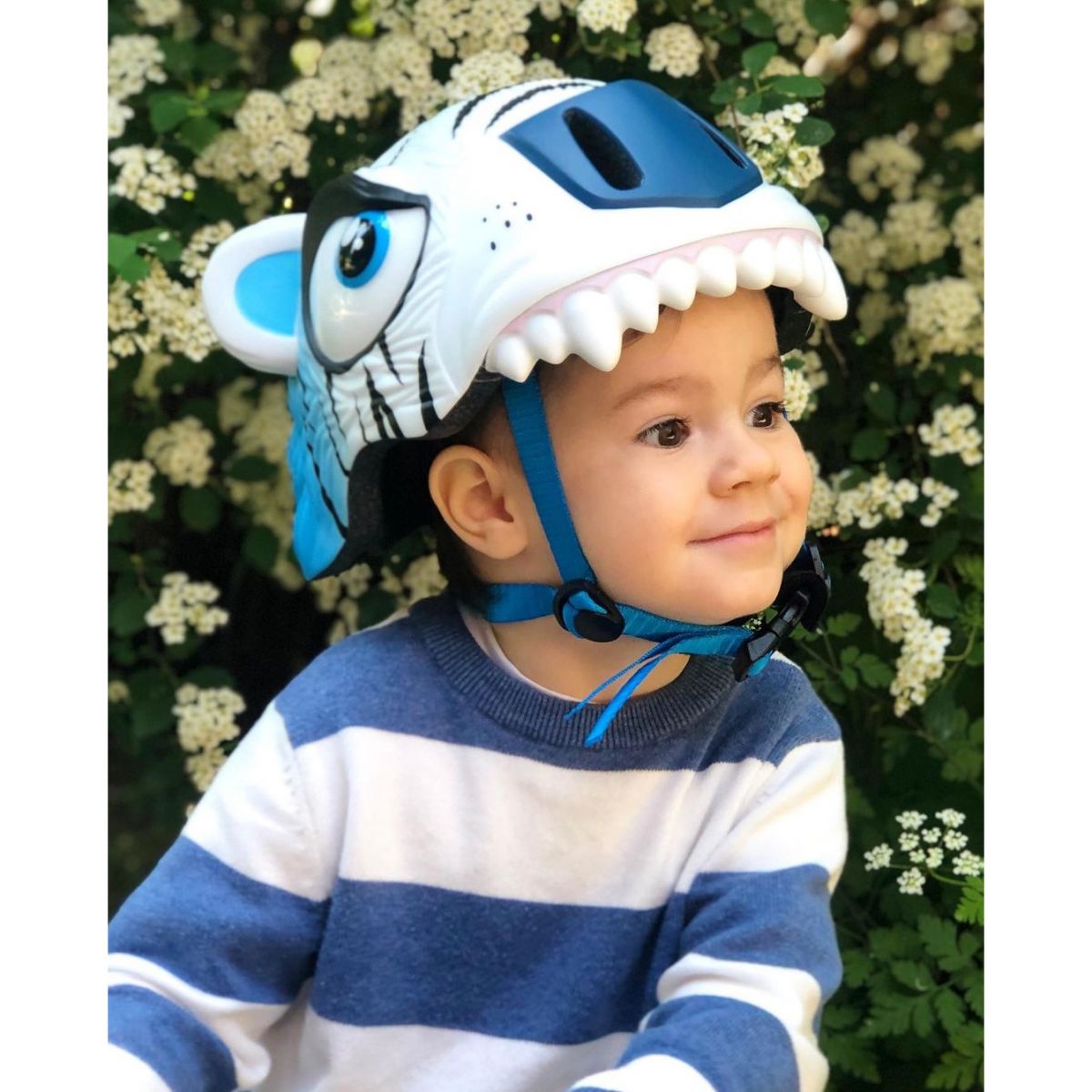 Cască de bicicletă Crazy Safety Tiger, junior, alb